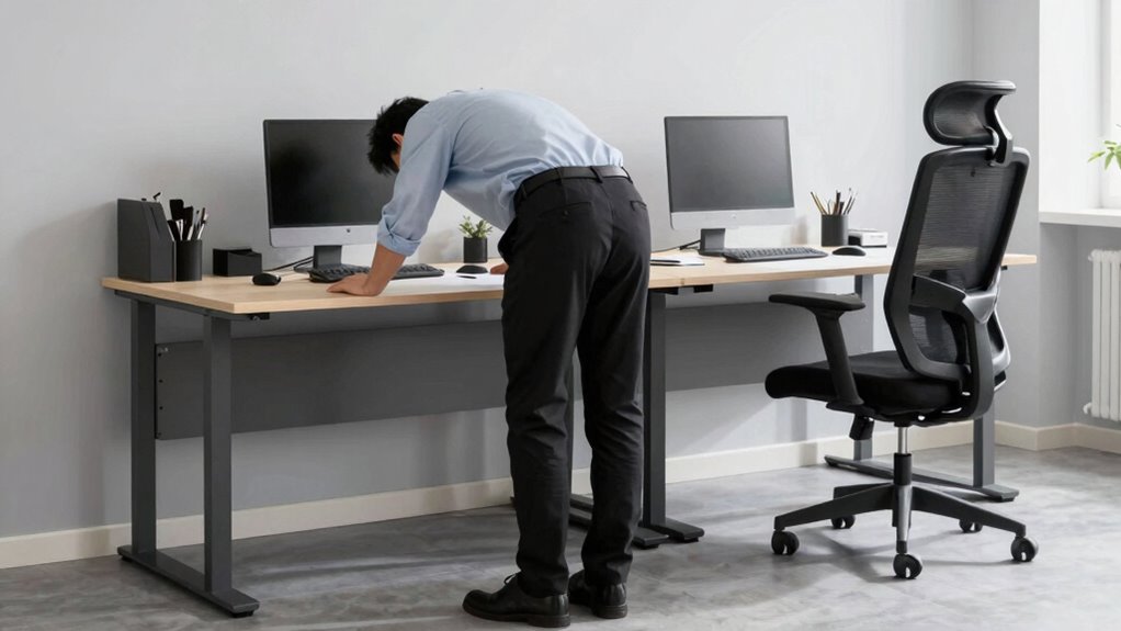adjust desk height and ergonomics