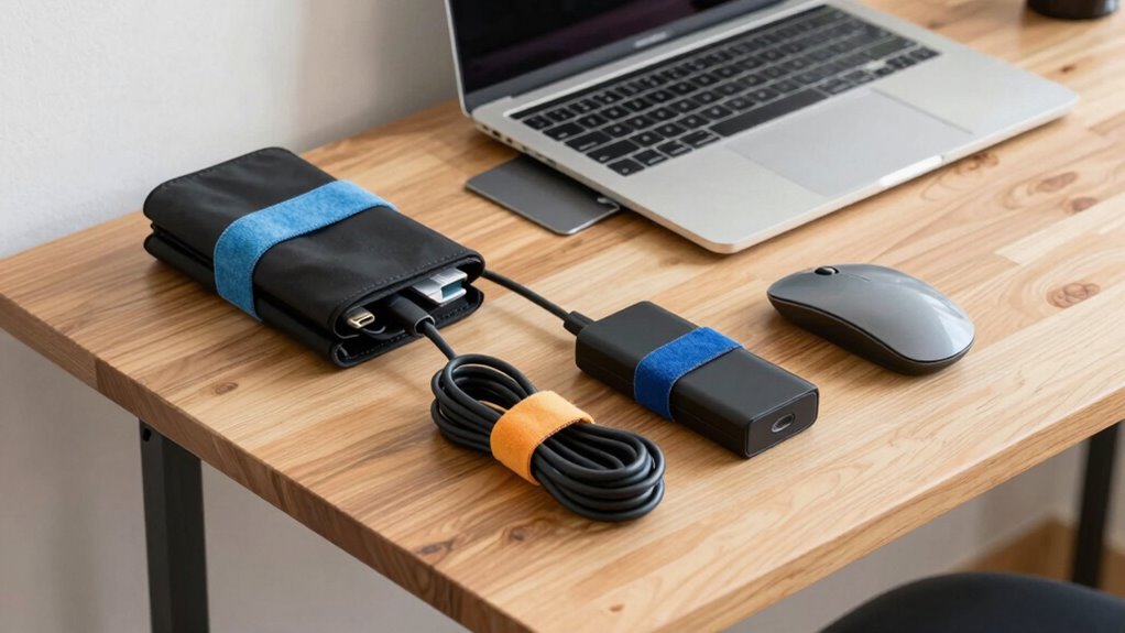 organize cables for travel