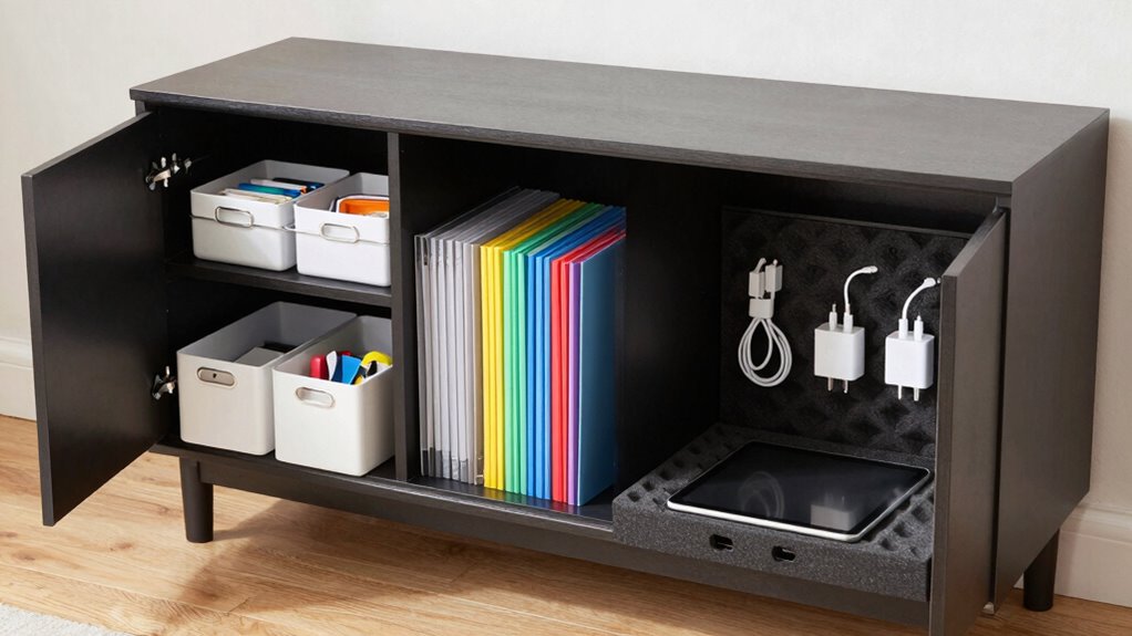 organizing credenza contents efficiently