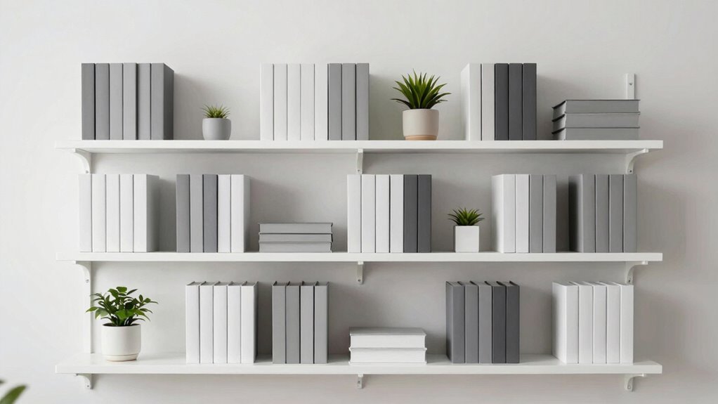 symmetrical color coordinated shelf styling