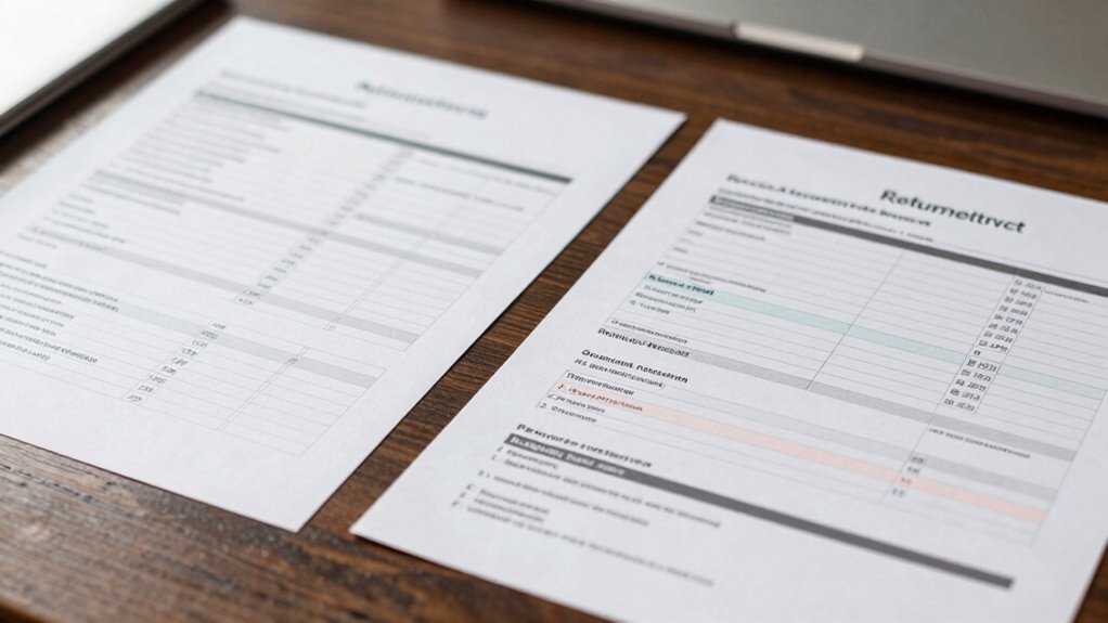 tax document comparison details